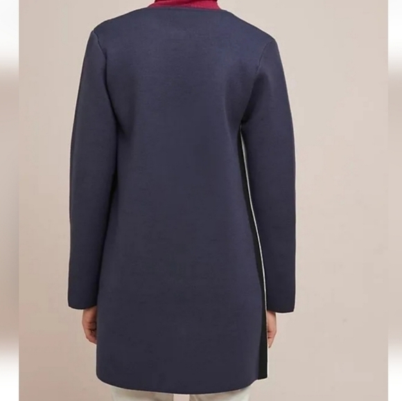 Anthropologie Moth Navy Striped Tamie Sweater Coat M - Picture 3 of 8